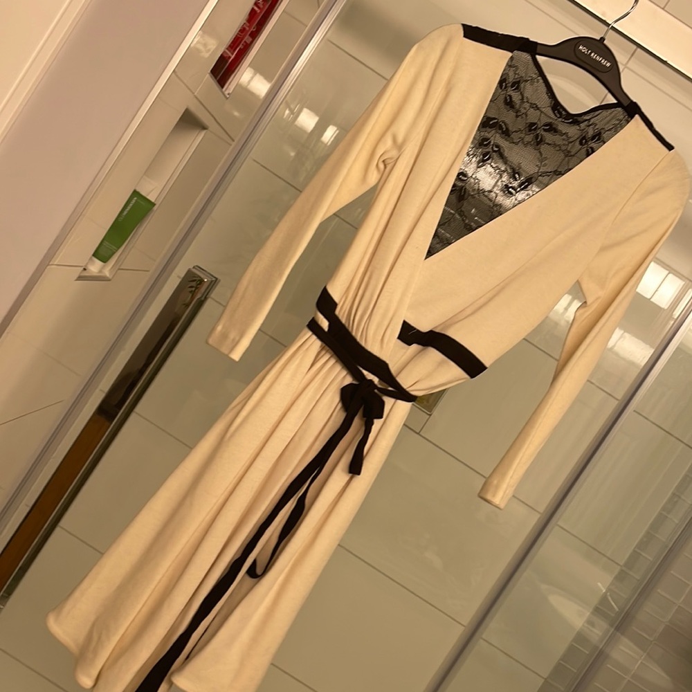 DVF wool and lace back wrap dress